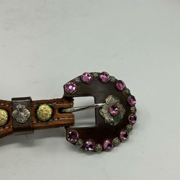 HWG Overlay Women\'s Pink Rhinestone Encrusted Western Belt 36\